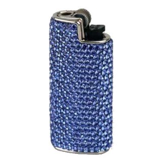 Feuerzeughülle Swarovski Kristall blau