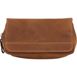 Pfeifentasche Leder braun antik 2er