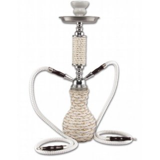 Wasserpfeife Rattan weiß/gold 2er