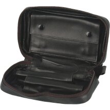 Pfeifentasche Leder schwarz 2er