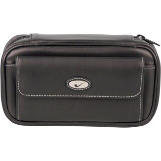Pfeifentasche Leder schwarz 3er