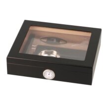 Humidor-Set schwarz Glasdeckel  für ca. 15 Zigarren