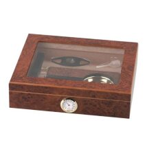 Humidor-Set Wurzelholz-Design Glasdeckel für ca.15...