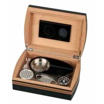 Humidor-Set schwarz/braun Lederoptik für ca.25 Zigarren