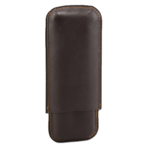 Cigarrenetui 2er Leder dunkelbraun Robusto 17 x 7.5 cm
