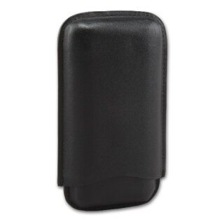 Cigarrenetui 3er Leder schwarz Corona kurz 15 x 8 cm