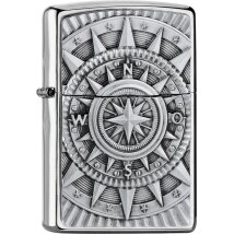 ZIPPO chrom gebürstet Compass Emblem 2005350