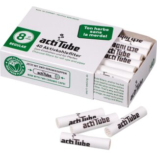 ActiTube Regular 8 mm Aktivkohlefilter 2 Keramikkappen 40 Stück