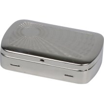 Tabakdose Sonne Metall vernickelt mit Clip 8,5 x 5,5 cm