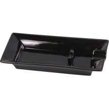 Cigarrenascher Keramik schwarz 1 Ablage  9,2 x 18,3 cm