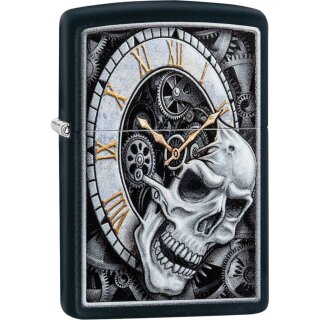 ZIPPO schwarz matt Skull Clock 60004591