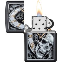 ZIPPO schwarz matt Skull Clock 60004591