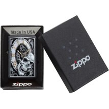 ZIPPO schwarz matt Skull Clock 60004591
