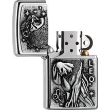 ZIPPO Street chrom Leo Emblem Tierkreiszeichen 2006497