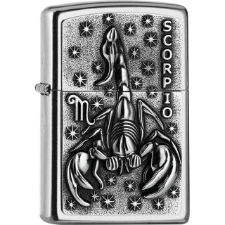 ZIPPO Street chrom Scorpio Emblem Tierkreiszeichen 2006498