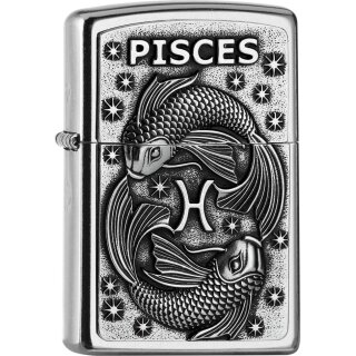 ZIPPO Street chrom Pisces Emblem Tierkreiszeichen 2006500