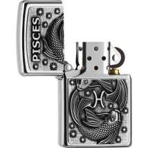 ZIPPO Street chrom Pisces Emblem Tierkreiszeichen 2006500