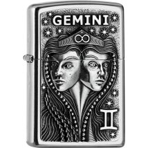 ZIPPO Street chrom Gemini Emblem Tierkreiszeichen 2006503