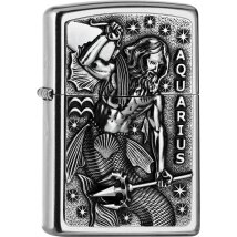 ZIPPO Street chrom Aquarius Emblem Tierkreiszeichen 2006508