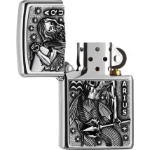 ZIPPO Street chrom Aquarius Emblem Tierkreiszeichen 2006508