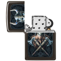 ZIPPO schwarz poliert Anne Stokes Skull Warrior 60005094