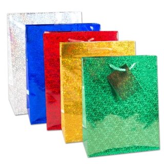 Geschenktüte  Laser/Metallic mittel 5-fach sortiert TBH 10x18x23cm