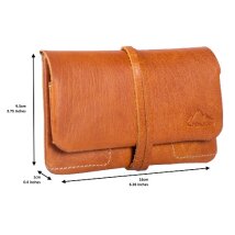 Feinschnitt-Tasche ALPENLEDER Leder cognac 16 x 9,5 cm