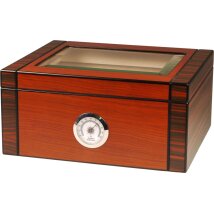 Humidor schwarz/rot-braun matt Deckel mit Glaseinsatz/25 Zig