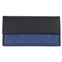 Feinschnitt-Tasche ZIPPO Leder schwarz / Jeans 15,6x7,9x2,2cm 2007221