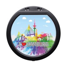 Metallascher ATOMIC I love Hamburg mit Deckel schwarz Rauchfrei