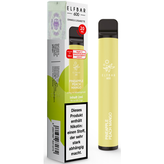 ELFBAR E-Shisha 600 Pineapple Peach Mango 20mg/ml