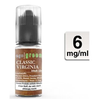 E-Liquid EGO GREEN Classic Virginia Tobacco 6 mg
