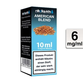 NIKOLIQUIDS E-Liquid American Blend 10ml 6mg/ml