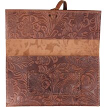 Feinschnitttasche Leder braun Flowerprint