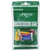 PURIZE Xtra Slim Aktivkohlefilter Color Mix 6mm 33er