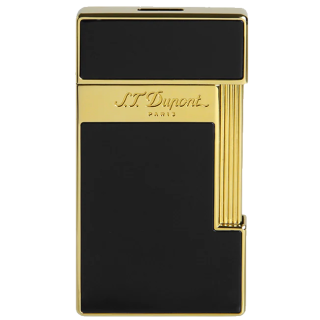 St.Dupont Feuerzeug Slimmy Schwarzlack Gold 028002