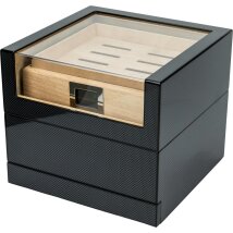 Humidor Carbon Finish mit Acryltop für ca. 50 Zigarren