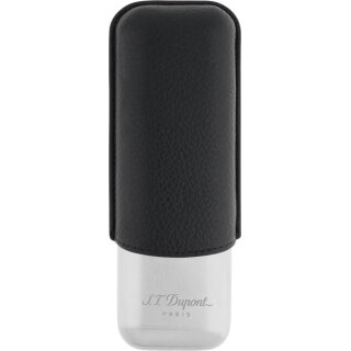 ST.DUPONT Cigarrenetui Metall/Leder chrom/schwarz 2er
