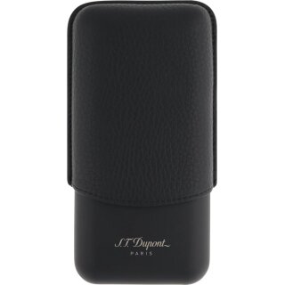 ST.DUPONT Cigarrenetui Metall/Leder schwarz 3er