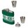 Taschenflasche/Flachmann Set ANGELO Stoff grün 2 Bechern/Trichter