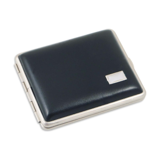 Zigarettenetui Leder VH 18er King Size schwarz Gravurfeld und Gummizug