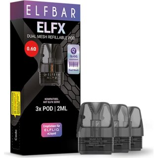 E-Liquidpod ELFBAR Elfx 0,6 Ohm Leerpod 3 Stück