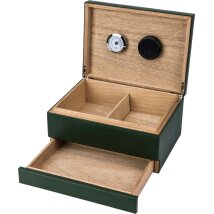 Humidor mit Schublade, Lederimitat grün für ca...