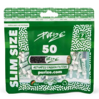 PURIZE Slim Ø 5 mm Aktivkohle weiß grün Beutel mit 50 Stück