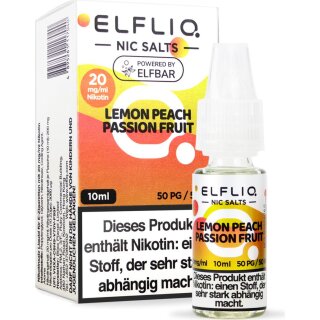 ELFBAR ELFLIQ Lemon Peach Passion Fruit 20mg/ml Nic Salt10ml