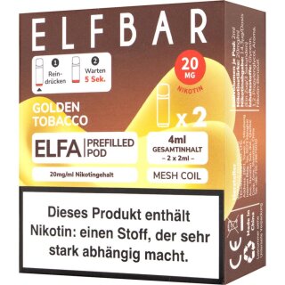 ELFBAR ELFA Pod Golden Tobacco 20mg/ Nikotin 2er