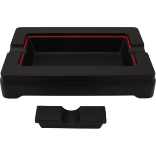 PASSATORE Zigarrenascher Aluminium schwarz, Innenrand rot