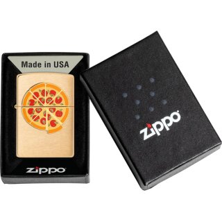 ZIPPO messing gebürstet Emblem Pizza 2008113