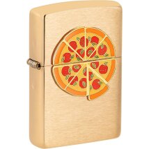 ZIPPO messing gebürstet Emblem Pizza 2008113