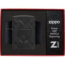 ZIPPO Armor Case schwarz Deep Carved Zippo Flame